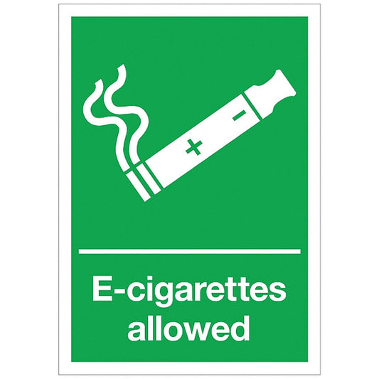 Signs and Labels E-Cigarettes Allowed Sign, 297x210mm, Rigid Plastic Easy2Order : SR21266