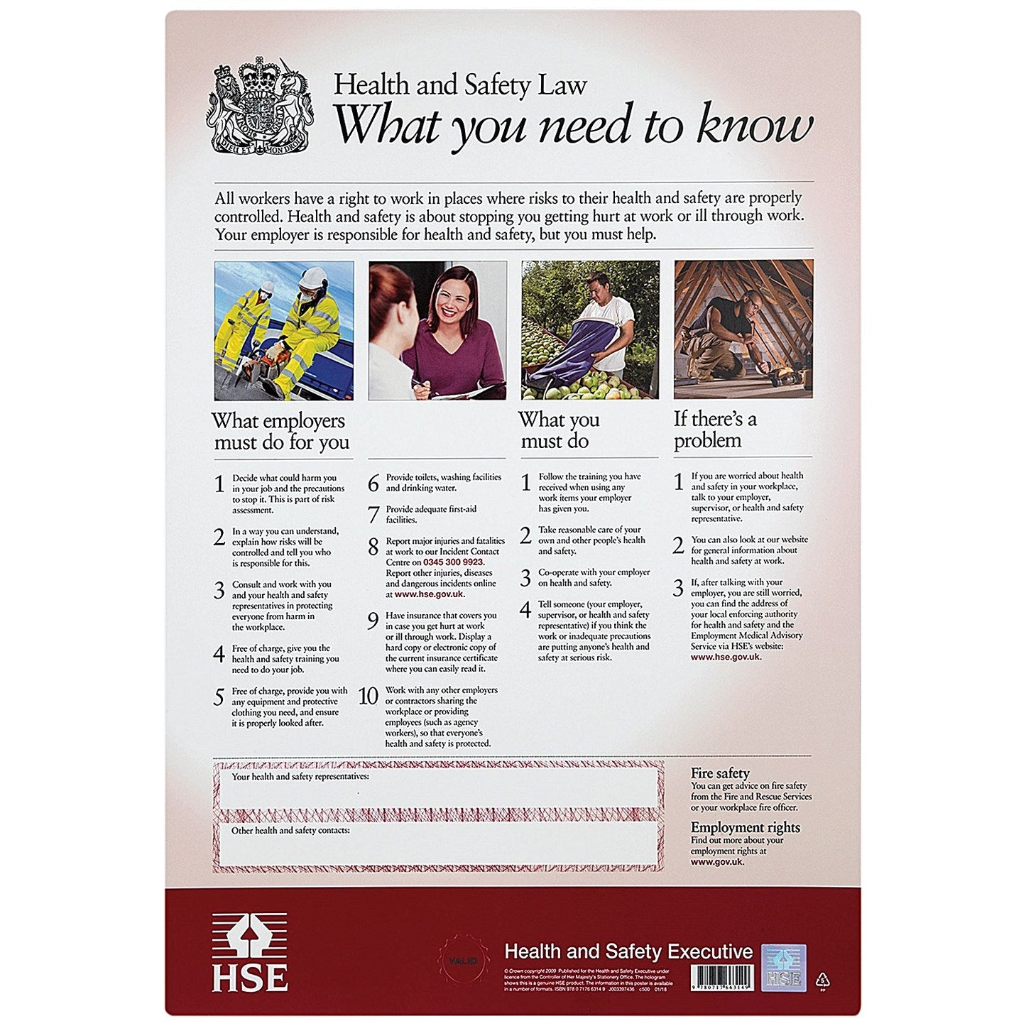 HSE Health And Safety Law Poster, A3 Easy2Order : SR66369