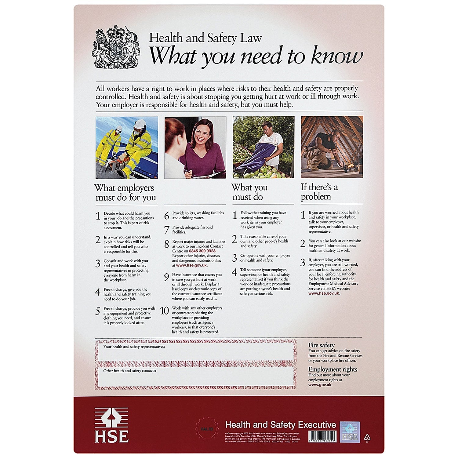 HSE Health And Safety Law Poster, A3 Easy2Order : SR66369