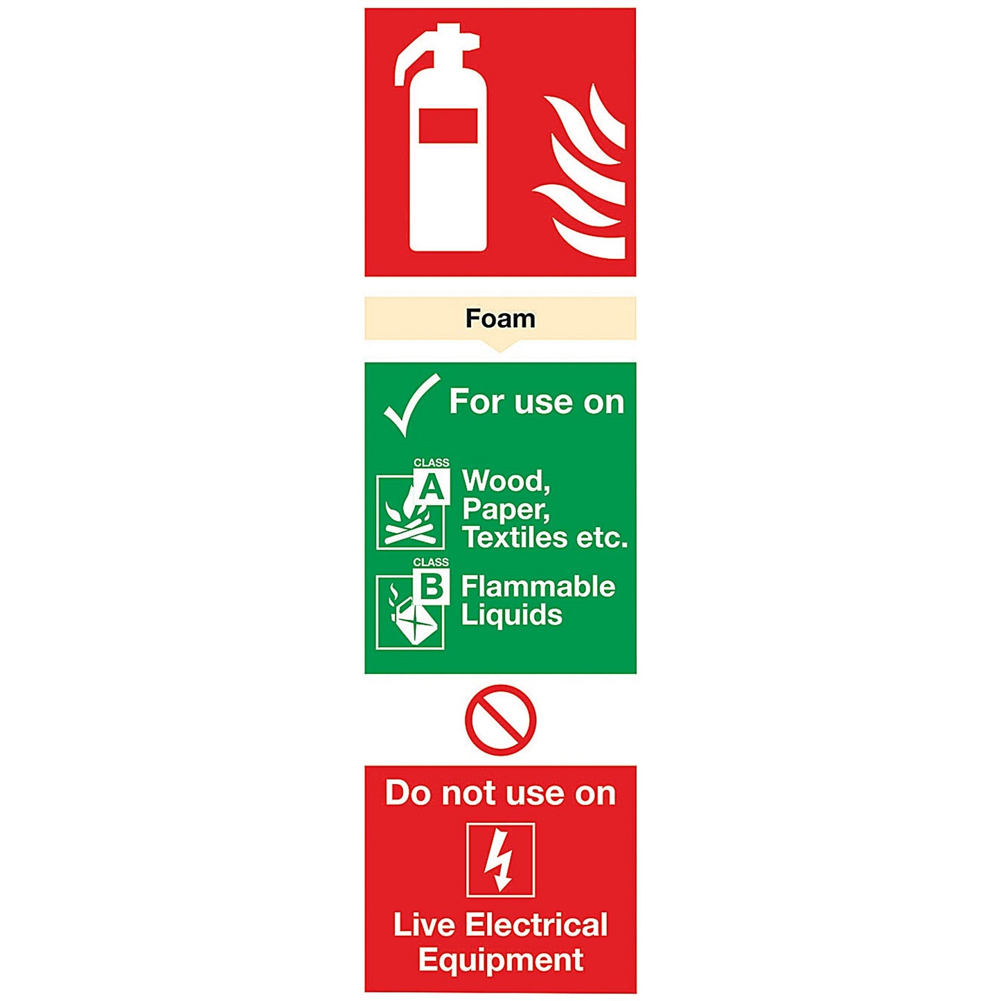 Safety Sign Foam Fire Extinguisher, 300x100mm, PVC