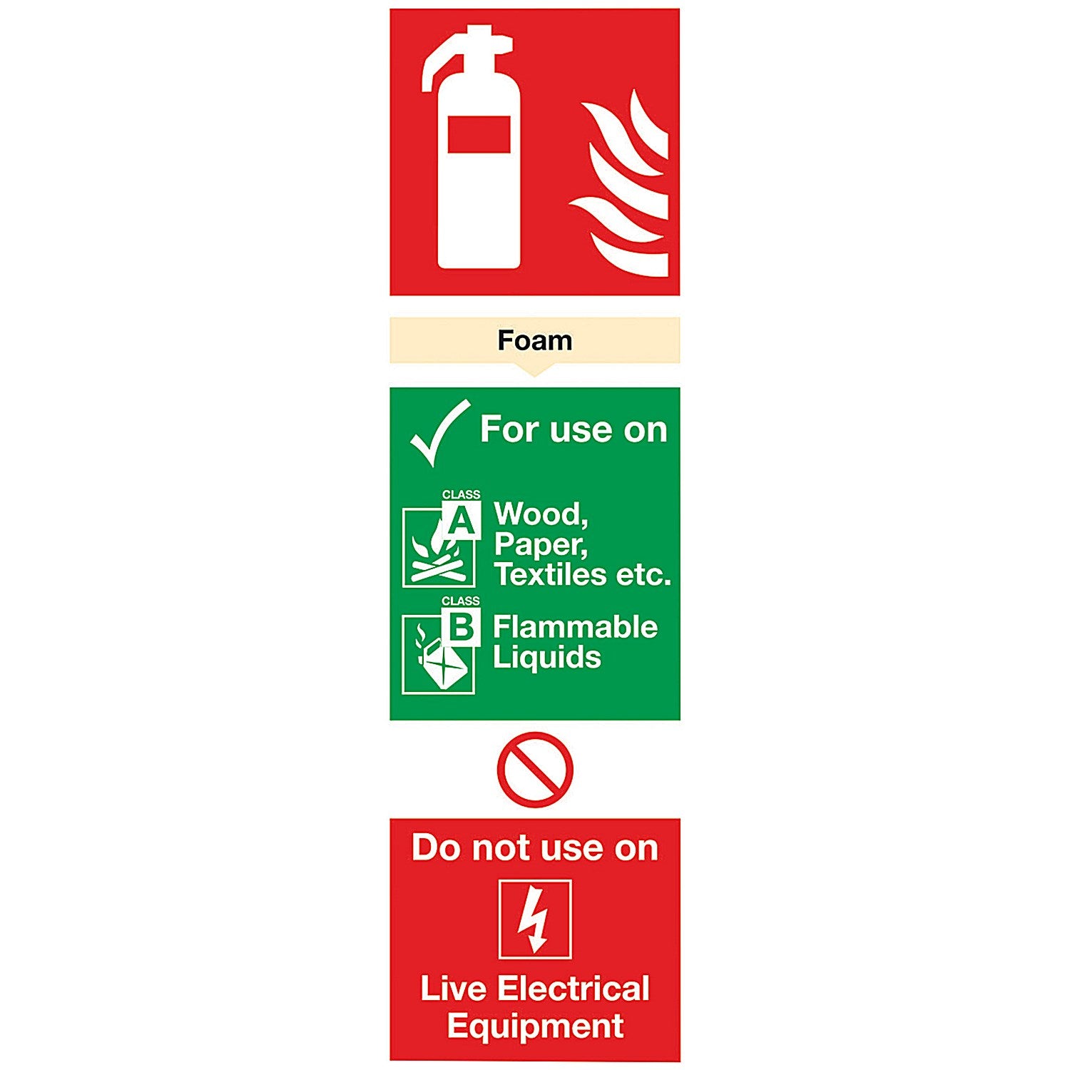 Safety Sign Foam Fire Extinguisher, 300x100mm, PVC