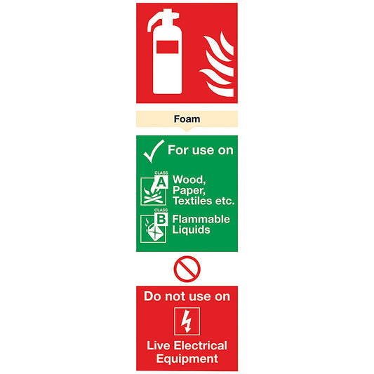 Safety Sign Foam Fire Extinguisher, 300x100mm, PVC