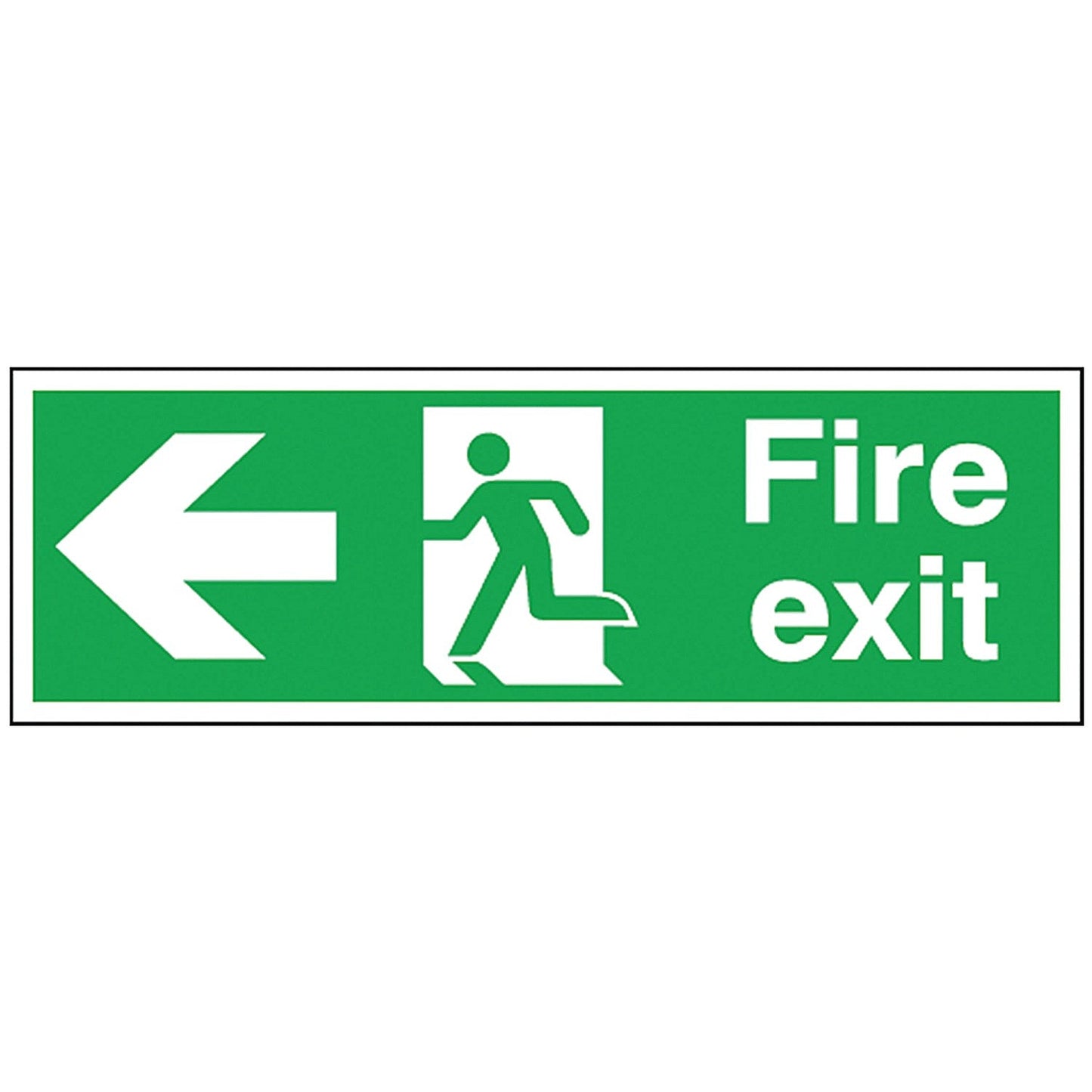 Safety Sign Fire Exit Running Man Arrow Left, 150x450mm, Self Adhesive Easy2Order : SR71176