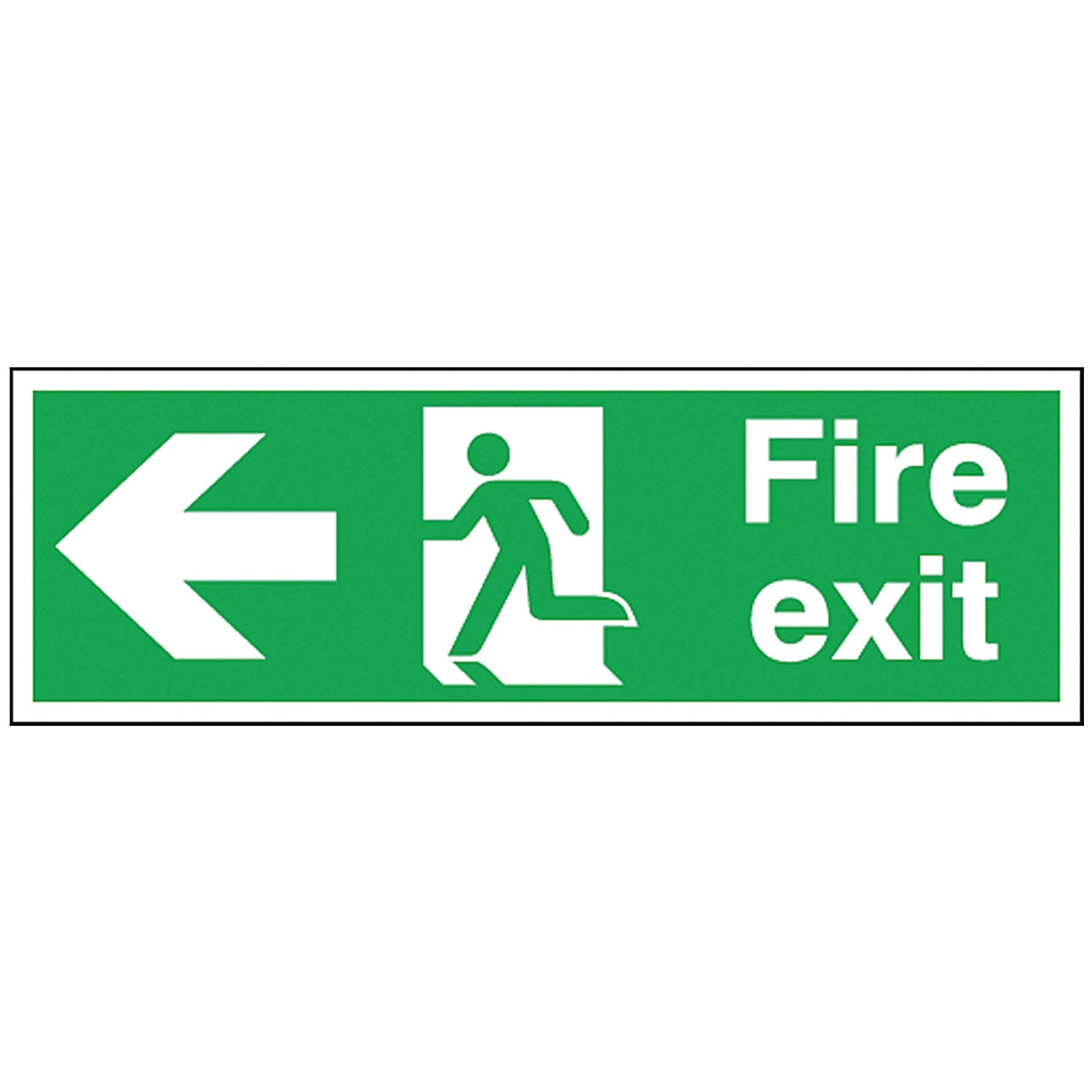 Safety Sign Fire Exit Running Man Arrow Left, 150x450mm, Self Adhesive Easy2Order : SR71176