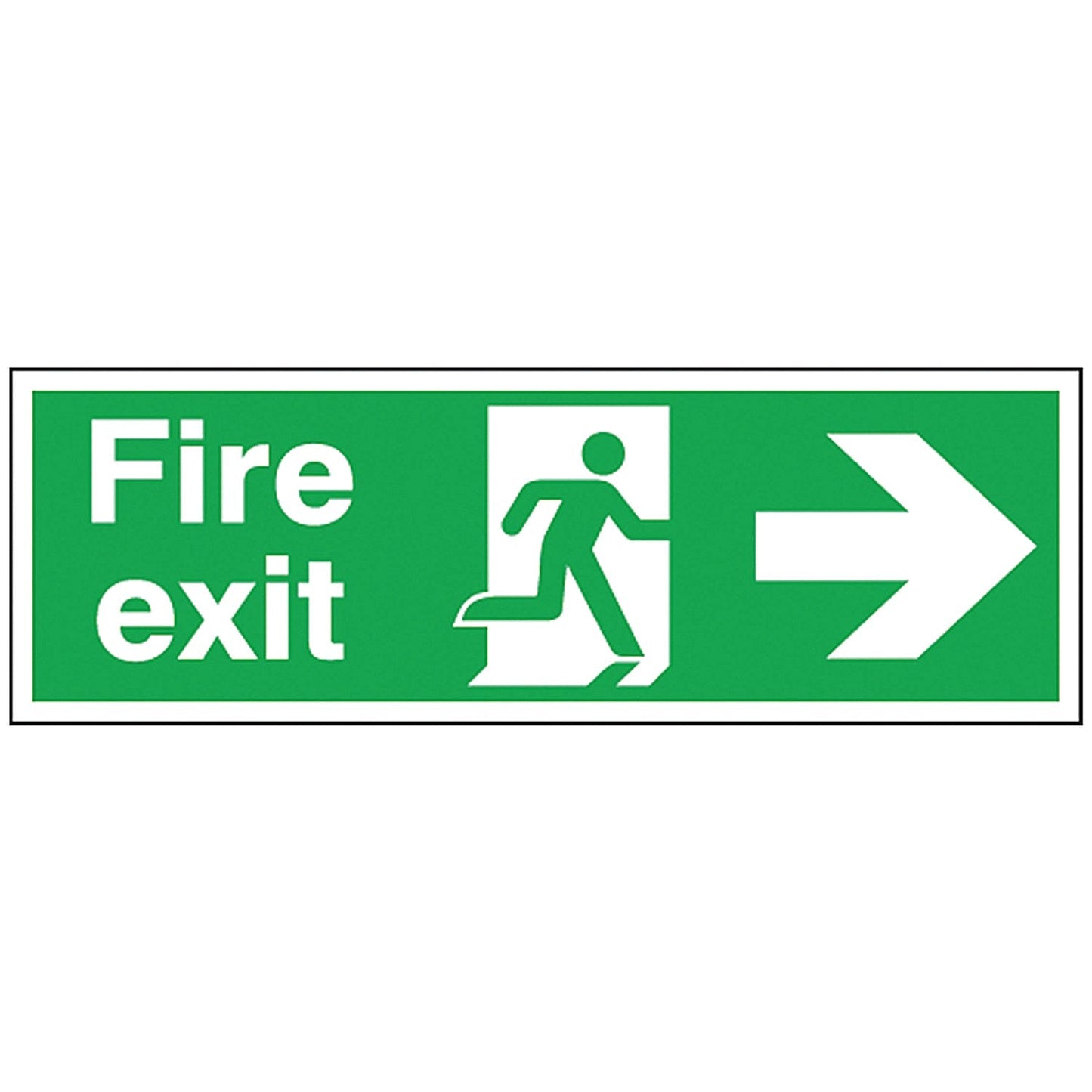 Safety Sign Fire Exit Running Man Arrow Right, 150x450mm, Self Adhesive Easy2Order : SR71180