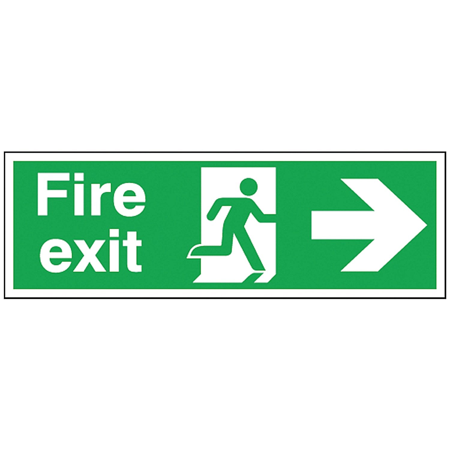 Safety Sign Fire Exit Running Man Arrow Right, 150x450mm, Self Adhesive Easy2Order : SR71180
