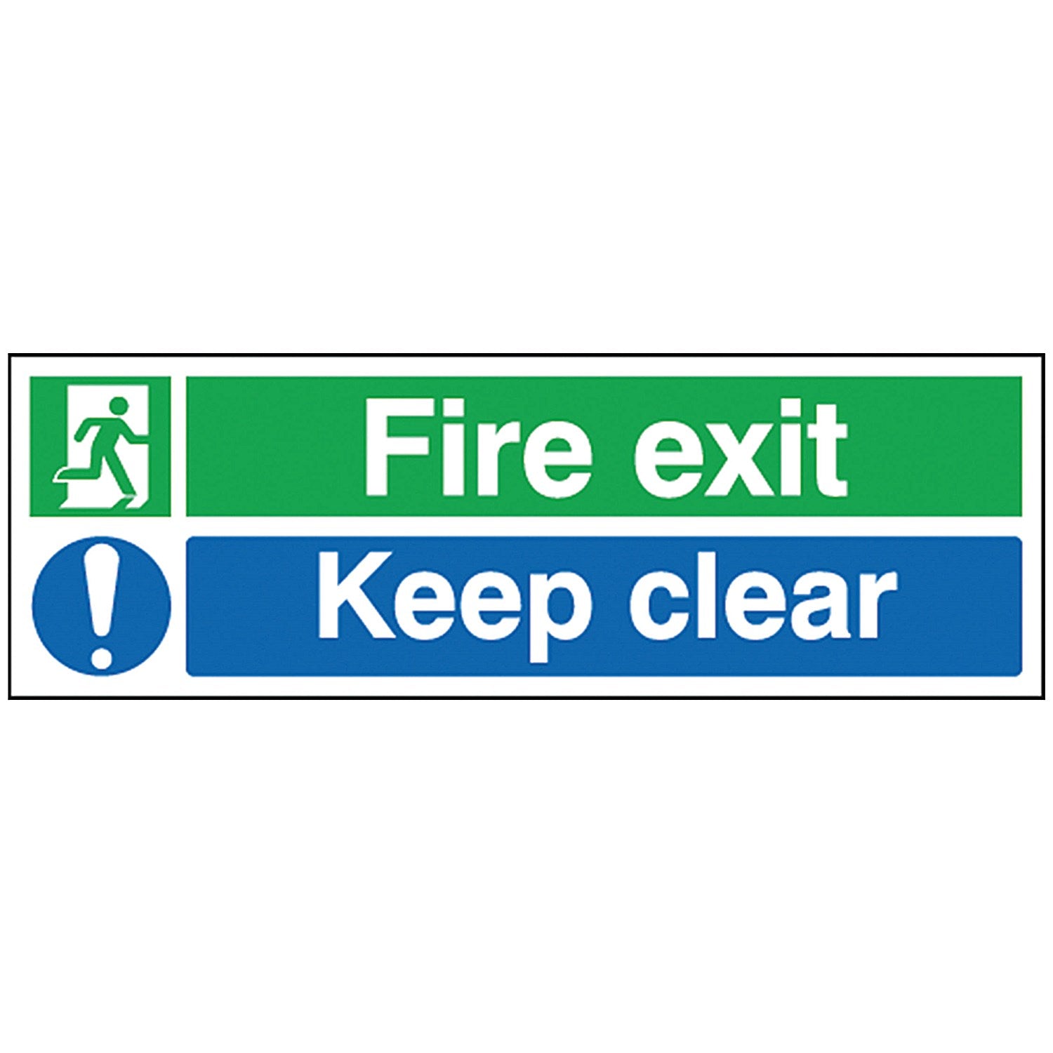 Safety Sign Fire Exit Keep Clear, 150x450mm, Self Adhesive