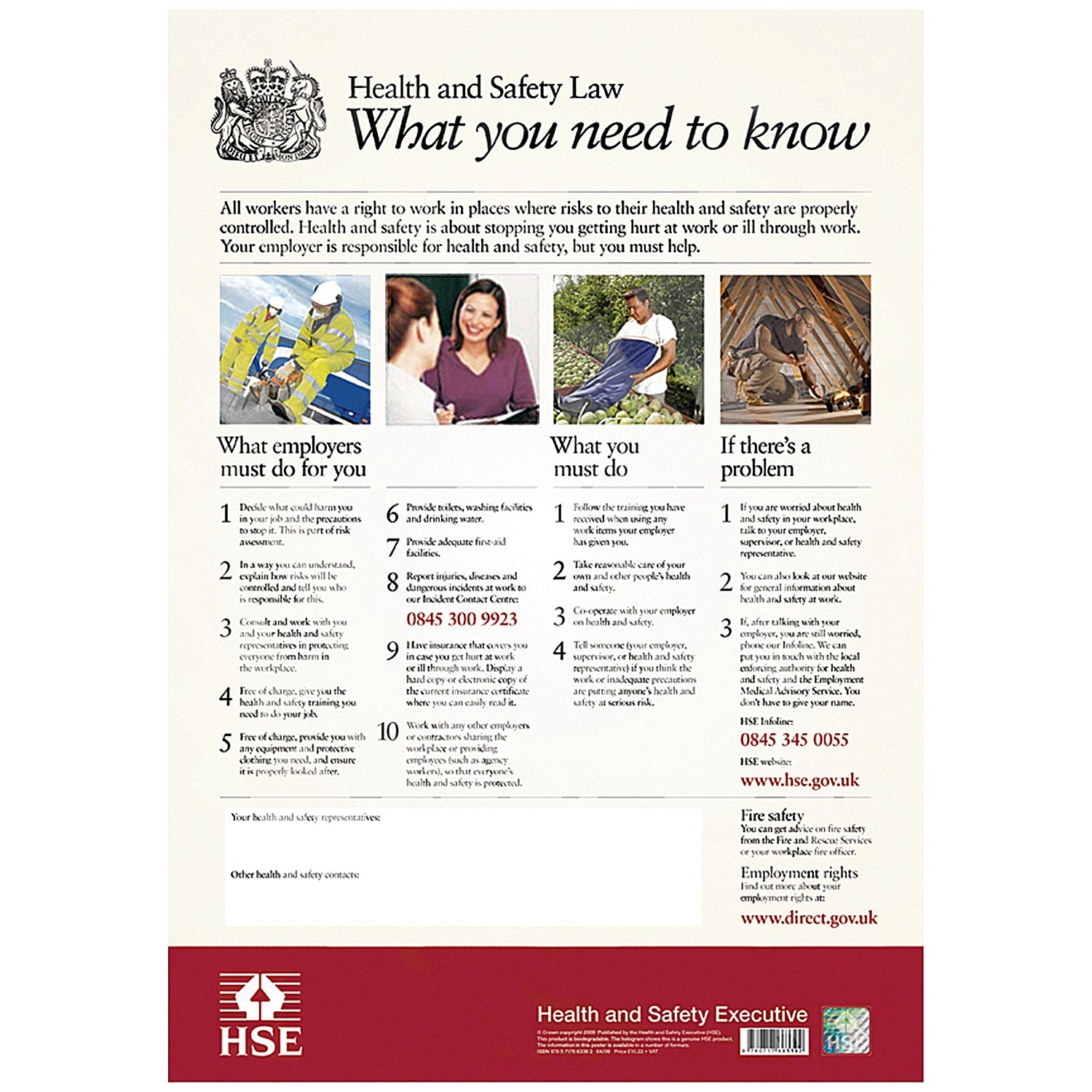 HSE Health And Safety Law Poster, A2 Easy2Order : SR72156
