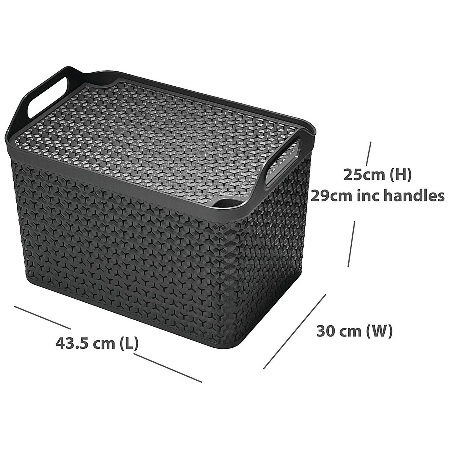 Strata Large Urban Store Basket with Lid 24L Charcoal Grey