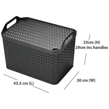 Strata Large Urban Store Basket with Lid 24L Charcoal Grey
