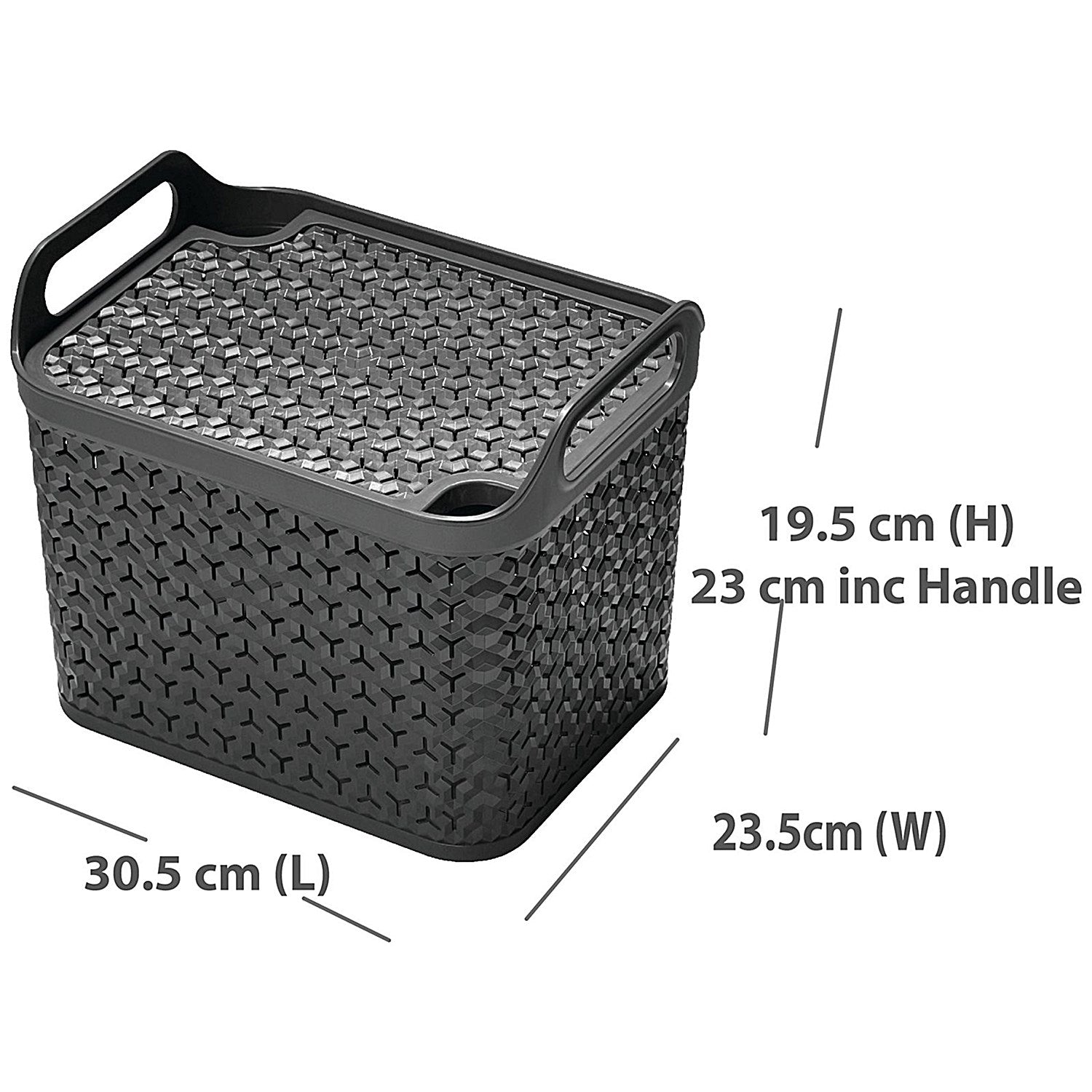 Strata Medium Urban Store Basket with Lid 14L Charcoal Grey Easy2Order : SRT05517
