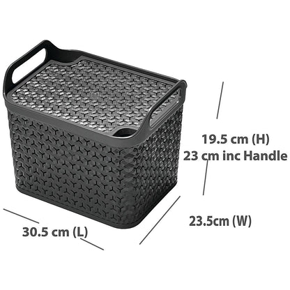 Strata Medium Urban Store Basket with Lid 14L Charcoal Grey Easy2Order : SRT05517