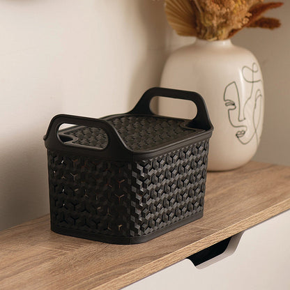 Strata Small Urban Store Basket with Lid 4L Charcoal Grey
