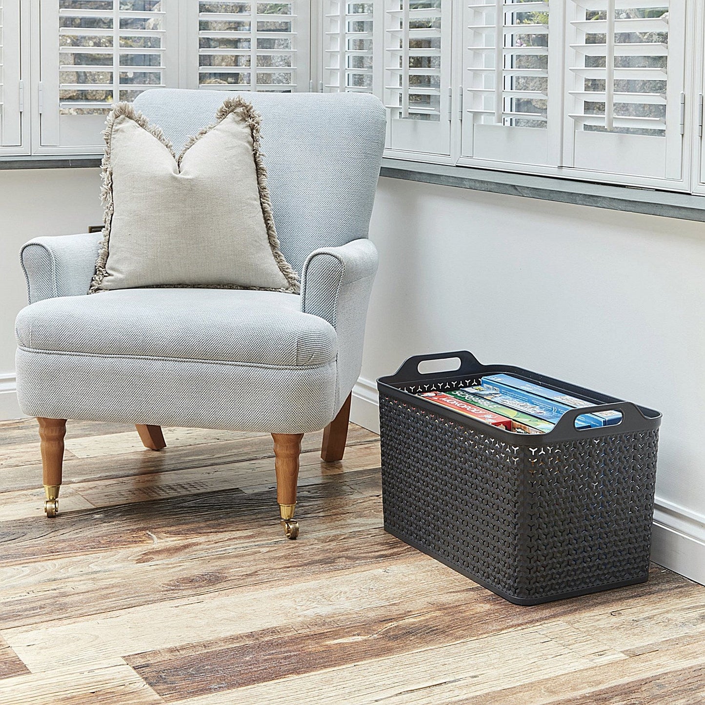 Strata Extra Large Basket with Lid 42L Charcoal Grey Easy2Order : SRT05624