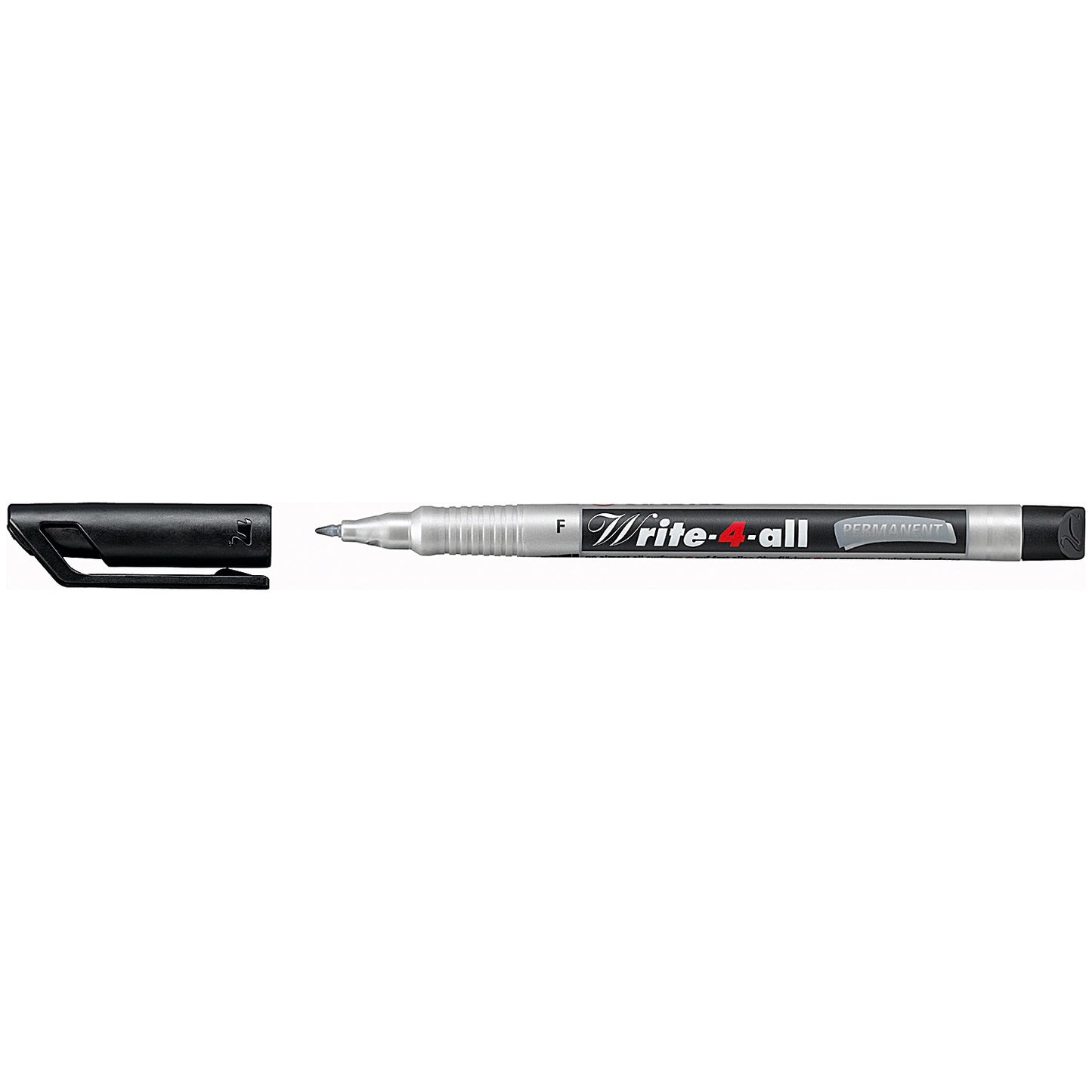 Stabilo Write-4-all Permanent Marker Pen, Fine, Waterproof, Black, Pack of 10