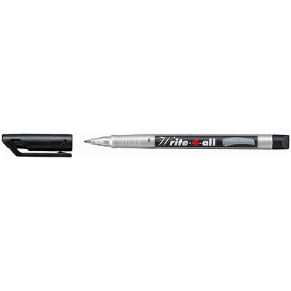 Stabilo Write-4-all Permanent Marker Pen, Fine, Waterproof, Black, Pack of 10