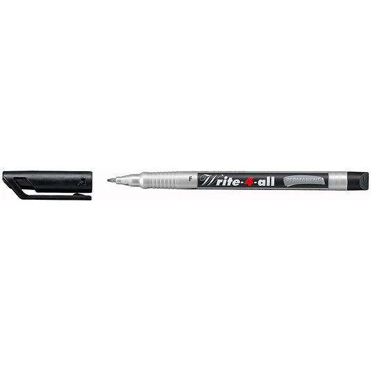 Stabilo Write-4-all Permanent Marker Pen, Fine, Waterproof, Black, Pack of 10