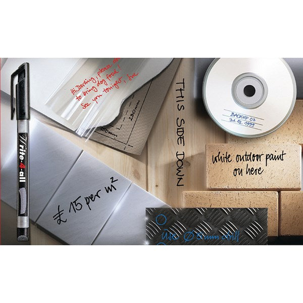 Stabilo Write-4-all Permanent Marker Pen, Medium, Waterproof, Black, Pack of 10
