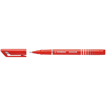 Stabilo Sensor Cushion Tip Fineliner Pen Red (Pack of 10)