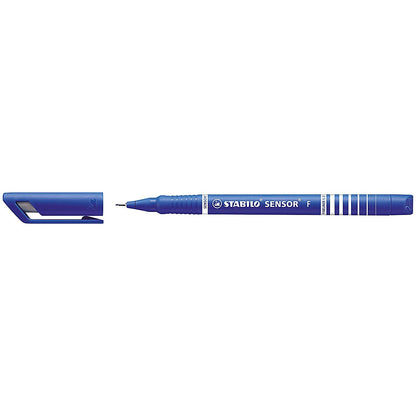 Stabilo Sensor Cushion Tip Fineliner Pen Blue (Pack of 10)