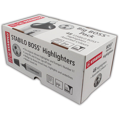 Stabilo Boss Highlighters, 8 Assorted Colours, Pack of 48