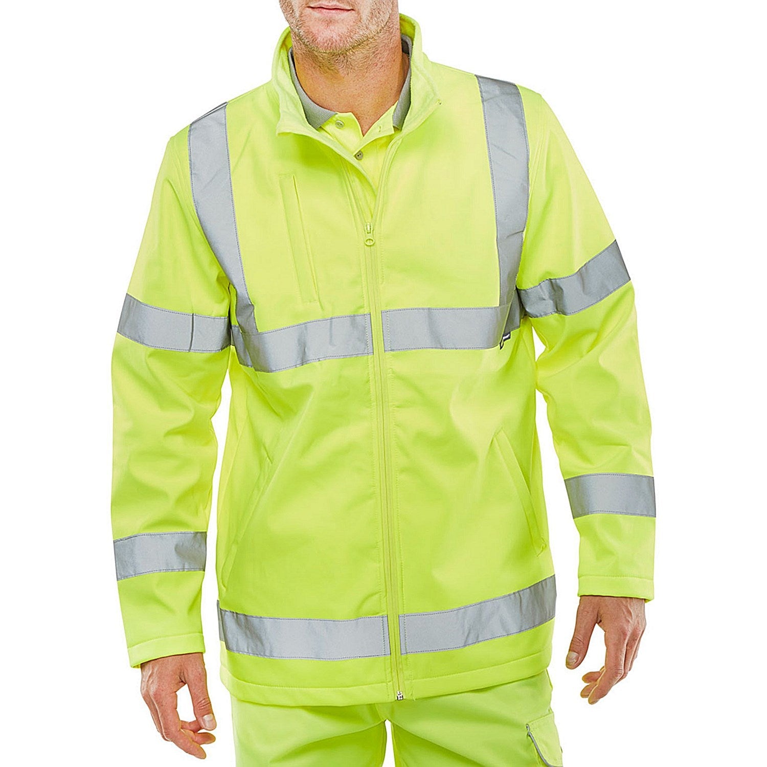 Beeswift Soft Shell Lightweight Hi Viz Jacket, Saturn Yellow, 4XL Easy2Order : SS20471SY4XL