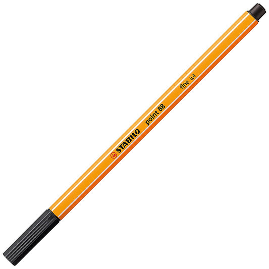 Stabilo Point 88 Fineliner Pen, 0.4mm Line, Black, Pack of 10