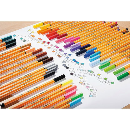 Stabilo Point 88 Fineliner Pen, 0.4mm Line, Assorted, Pack of 10