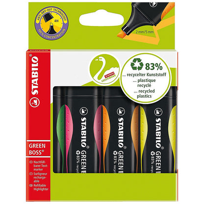Stabilo Green Boss Highlighter Assorted (Pack of 4)
