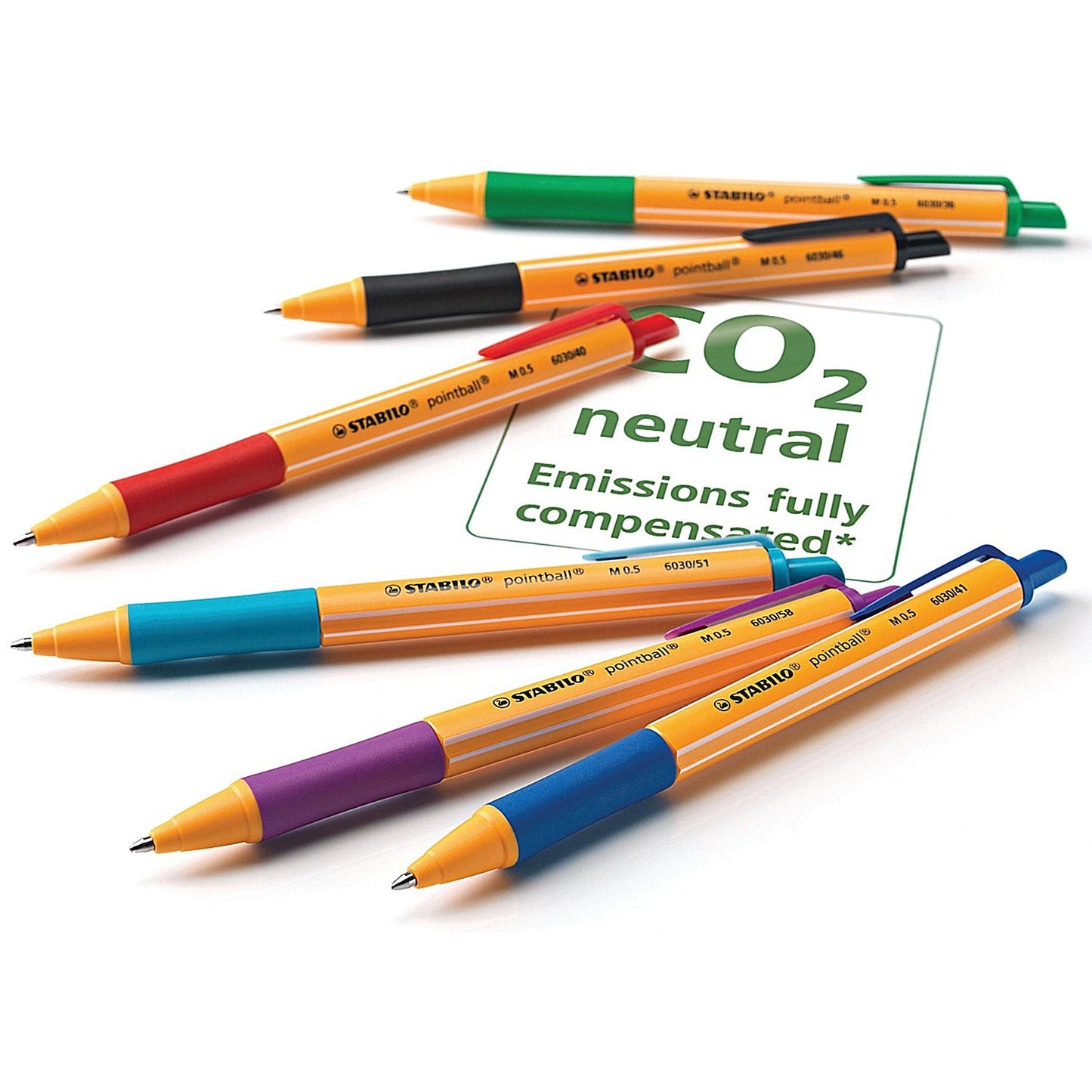 Stabilo Pointball Retractable Ballpoint Pen, Assorted, Pack of 6