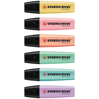 Stabilo Boss Pastel Highlighters, Pastel Assorted Colours, Pack of 6