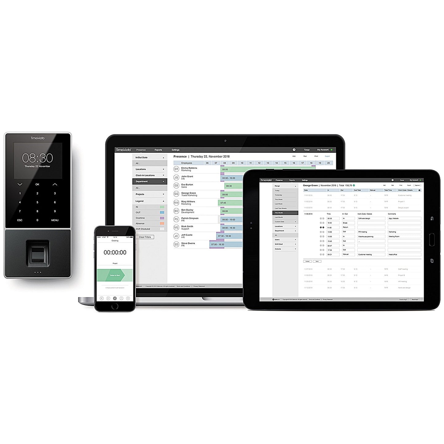 Safescan TimeMoto TM-828 SC Clocking In System with Mifare RFID and Fingerprint Sensor