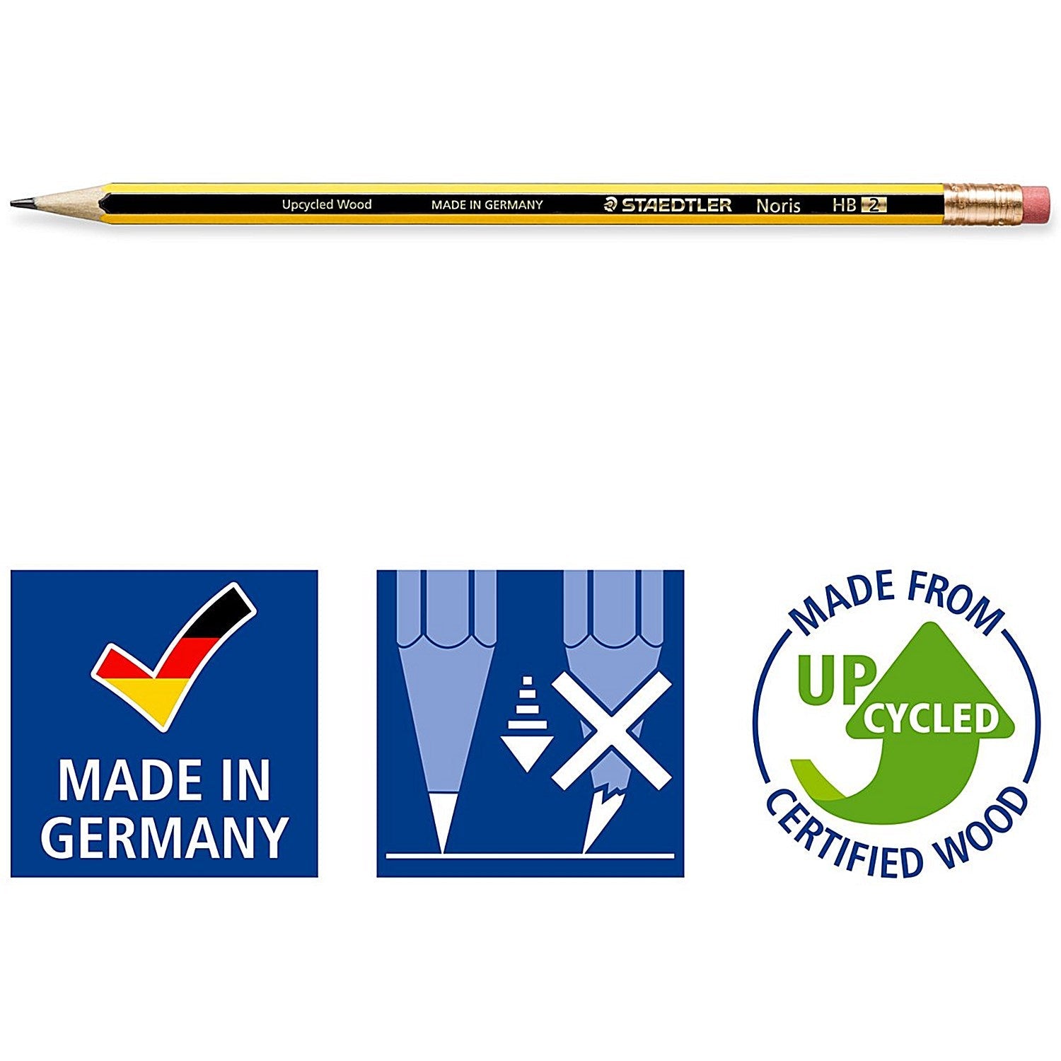 Staedtler Noris 122 HB Pencil with Eraser, Pack of 12 Easy2Order : ST10636