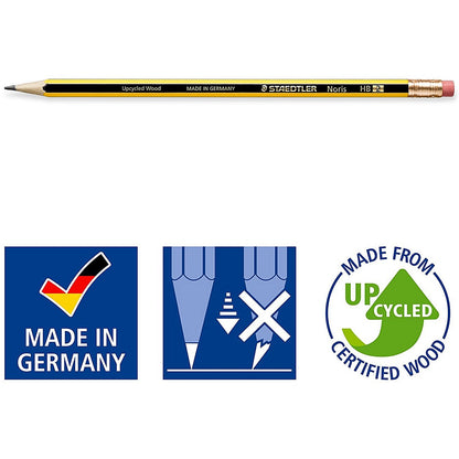 Staedtler Noris 122 HB Pencil with Eraser, Pack of 12 Easy2Order : ST10636