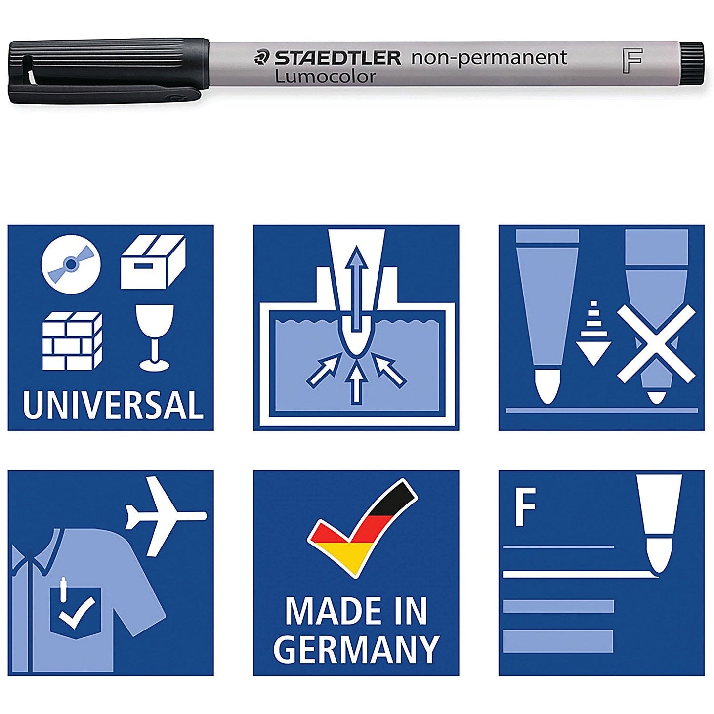 Staedtler 316 Lumocolor Pen, Non-permanent, Fine, Black, Pack of 10 Easy2Order : ST32122