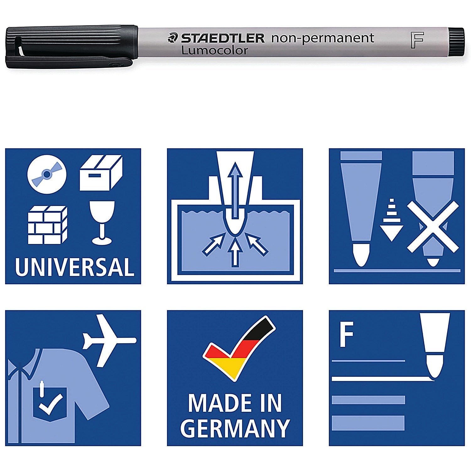 Staedtler 316 Lumocolor Pen, Non-permanent, Fine, Black, Pack of 10 Easy2Order : ST32122