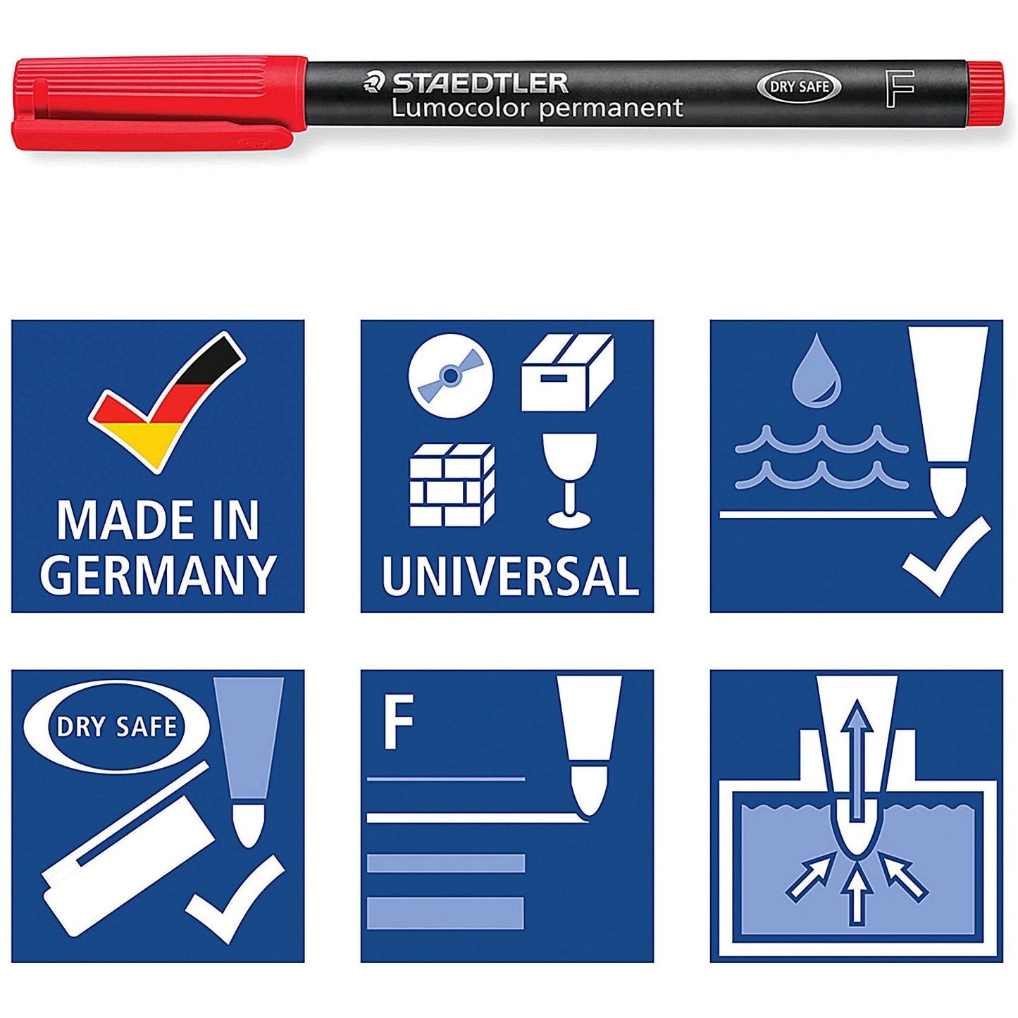 Staedtler 318 Lumocolor Permanent Pen, Fine, Red, Pack of 10 Easy2Order : ST32276