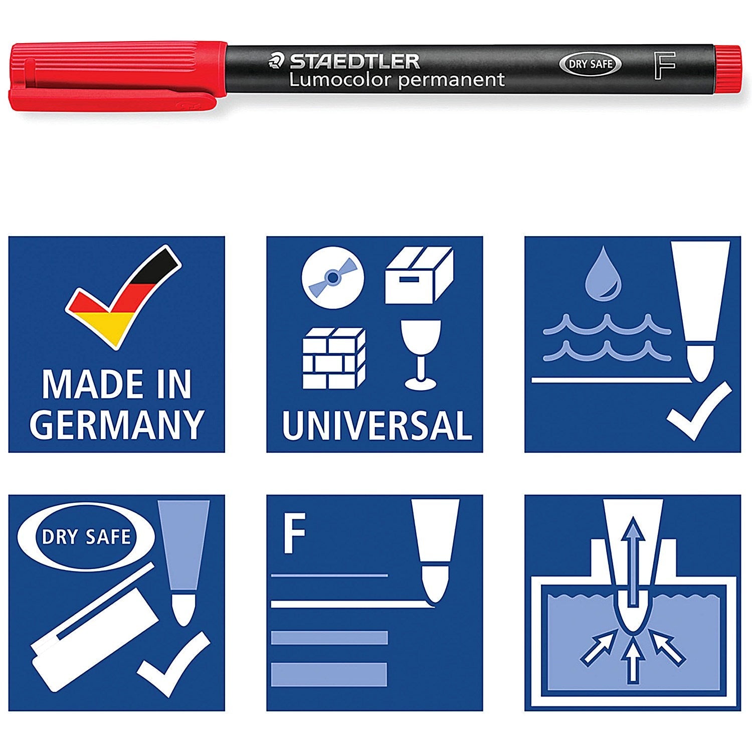 Staedtler 318 Lumocolor Permanent Pen, Fine, Red, Pack of 10 Easy2Order : ST32276