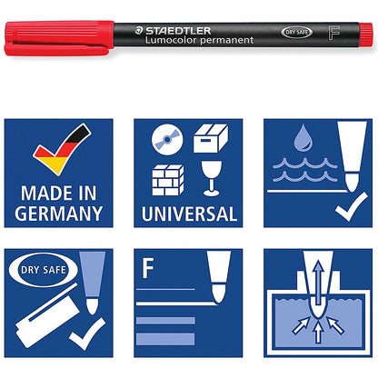 Staedtler 318 Lumocolor Permanent Pen, Fine, Red, Pack of 10 Easy2Order : ST32276