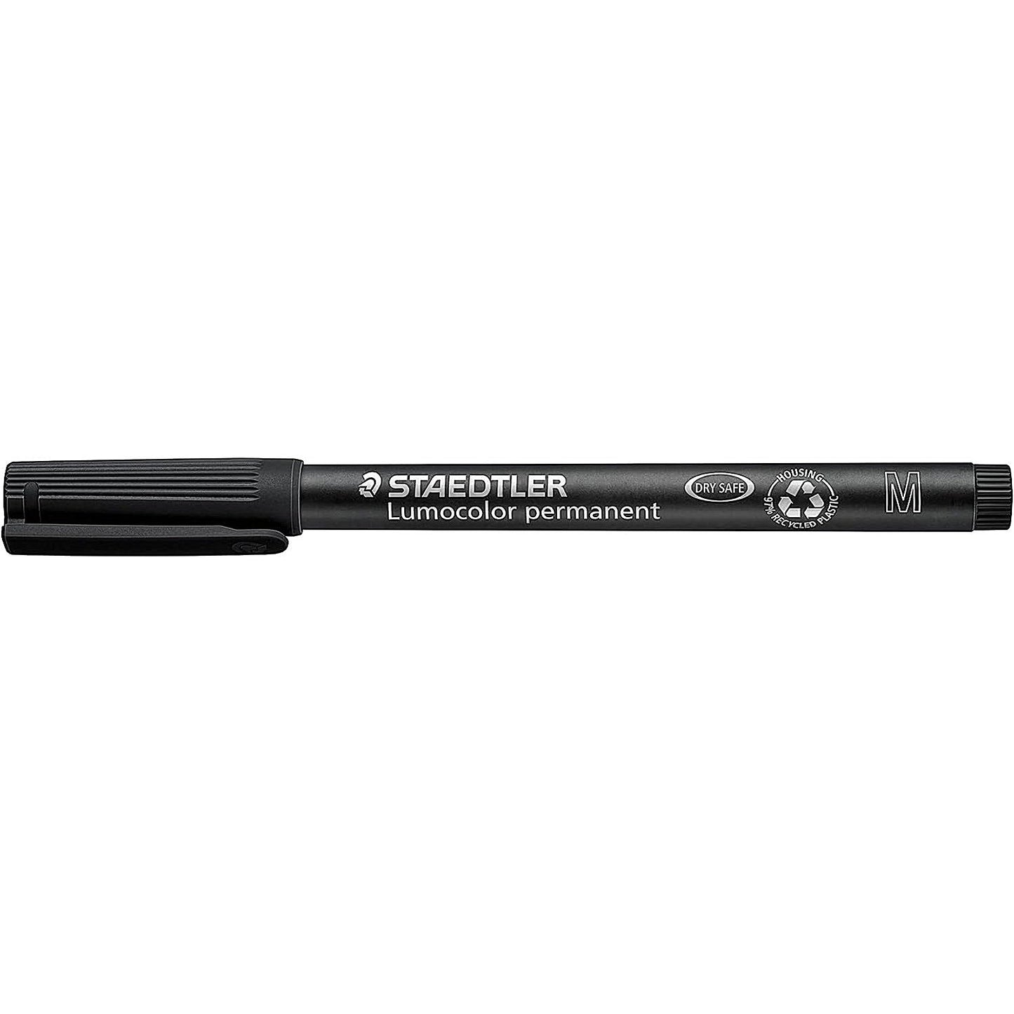 Staedtler Lumocolor Permanent Pen, Medium, Black, Pack of 10
