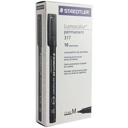 Staedtler Lumocolor Permanent Pen, Medium, Black, Pack of 10 Easy2Order : ST33222