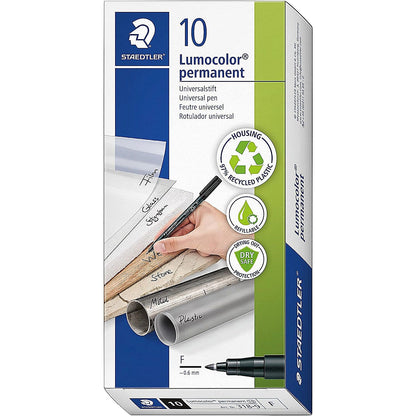 Staedtler 318 Lumocolor Permanent Pen, Fine, Black, Pack of 10 Easy2Order : ST33247