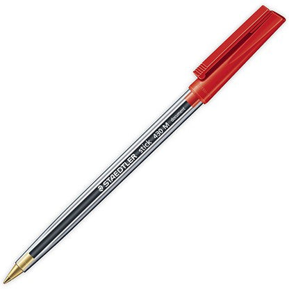 Staedtler Stick 430 Ballpoint Pen, Medium, Red, Pack of 10
