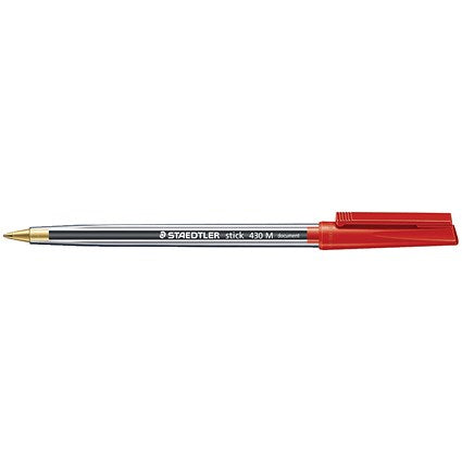 Staedtler Stick 430 Ballpoint Pen, Medium, Red, Pack of 10