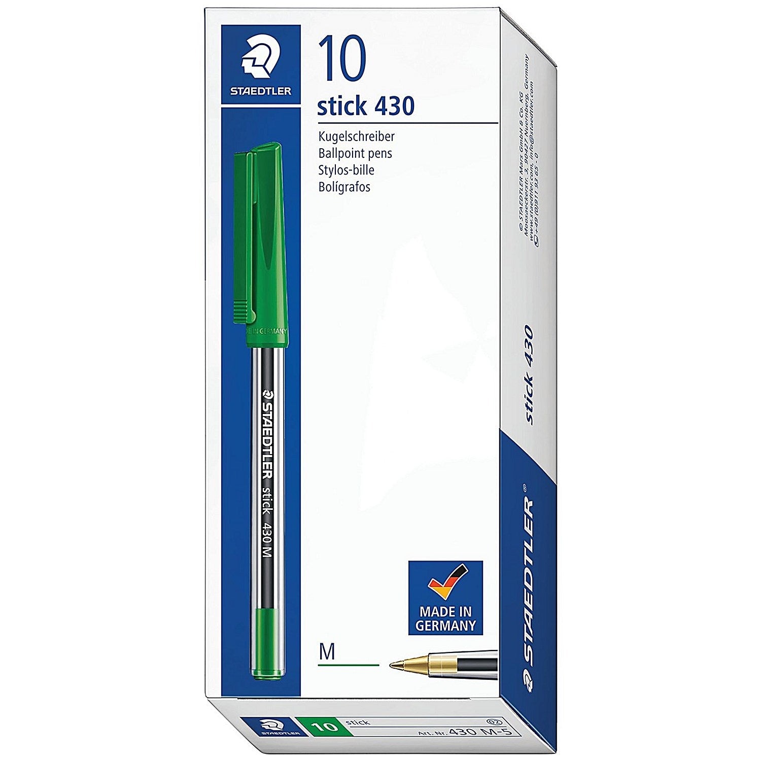 Staedtler Stick 430 Ballpoint Pen Green (Pack of 10) 430M-5 Easy2Order : ST41092