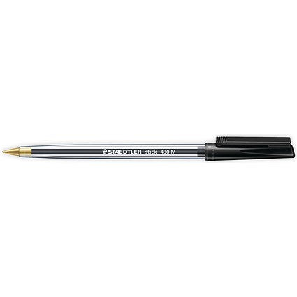 Staedtler Stick 430 Ballpoint Pen, Medium, Black, Pack of 10