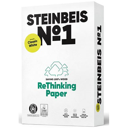 Steinbeis No.1 A4 Classic Recycled Paper, Off-White, 80gsm, Box (5 x 500 Sheets)
