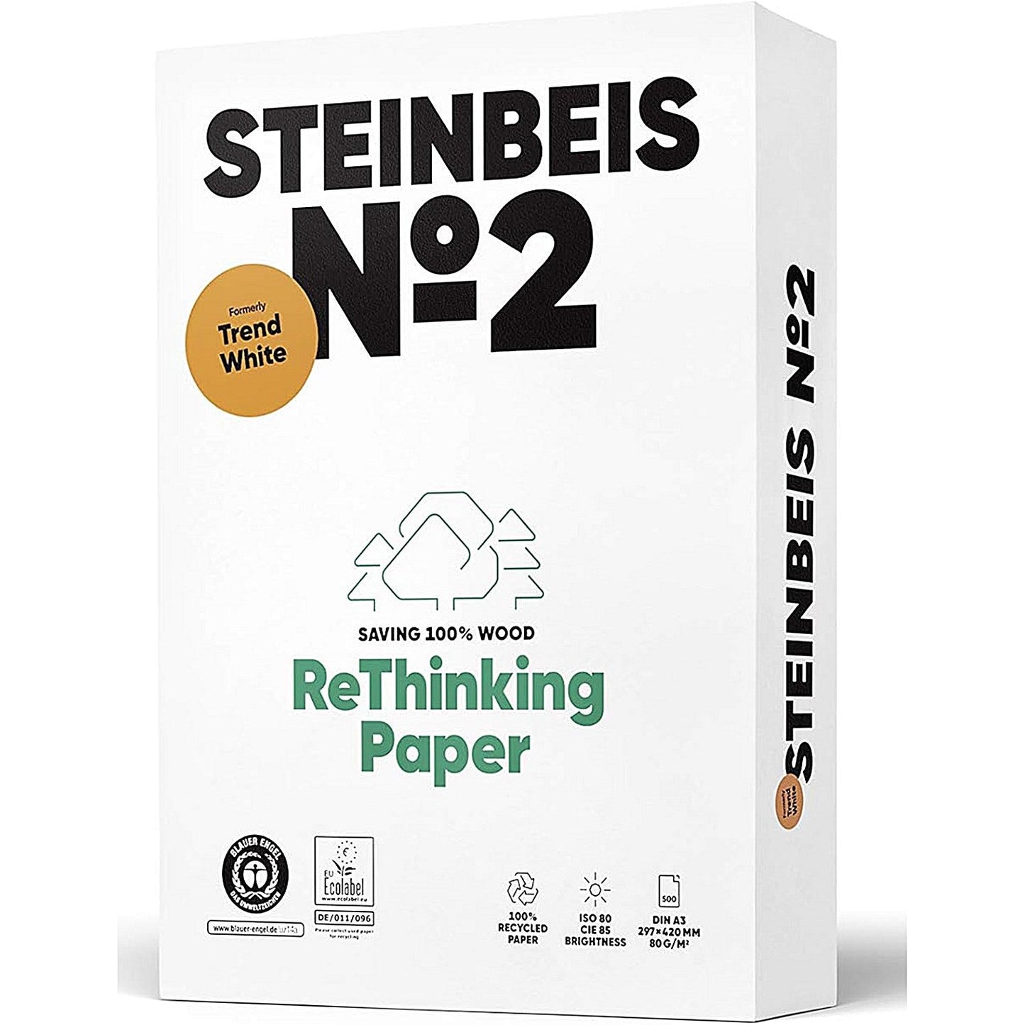 Steinbeis No.2 A3 Recycled Trend Paper, Off-White, 80gsm, Box (5 x 500 Sheets) Easy2Order : STE84902