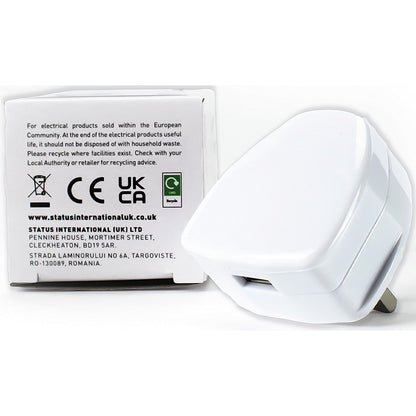 Status USB Type A Power Adapter Plug, White