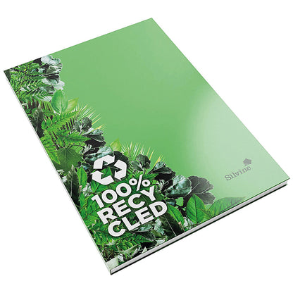 Silvine Recycled Casebound Notebook, A4, Ruled, 120 Pages, Green